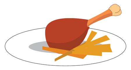 Chicken leg piece and French fries vector or color illustrationのイラスト素材