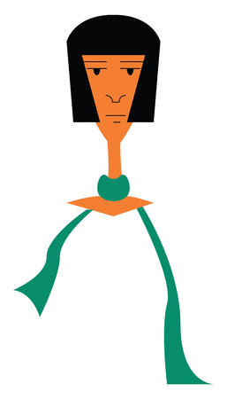 Man in blue neck scarf vector or color illustrationのイラスト素材