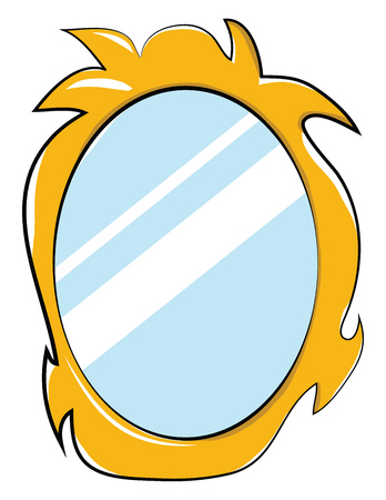 Mirror with golden frame vector or color illustrationのイラスト素材