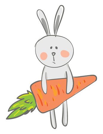 Hare with a carrot vector or color illustrationのイラスト素材