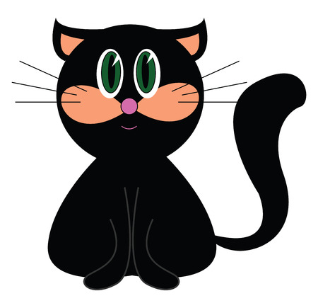 Little black cat vector illustration on white backgroundのイラスト素材