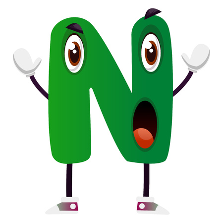 Green letter N vector illustration on white backgroundのイラスト素材