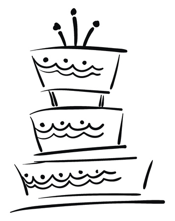 Painting of a birthday cake vector or color illustrationのイラスト素材