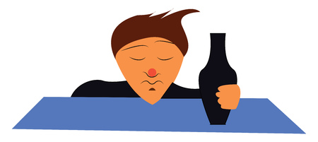 A drunk man with bottle vector or color illustrationのイラスト素材