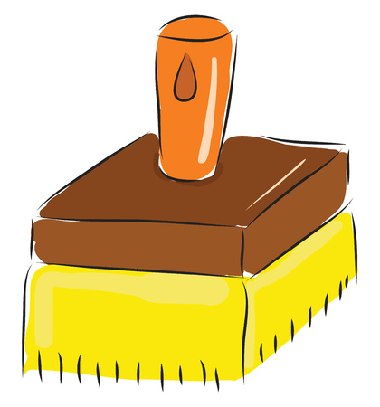 Simple cartoon big yellow brush vector illustration on white backgroundのイラスト素材