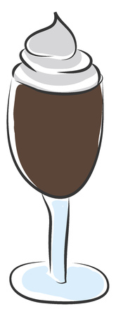 A glass filled with cold coffee and white icing on top of it vector color drawing or illustrationのイラスト素材