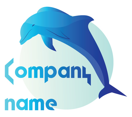 Simple vector logo design on white background of a blue dolphineのイラスト素材