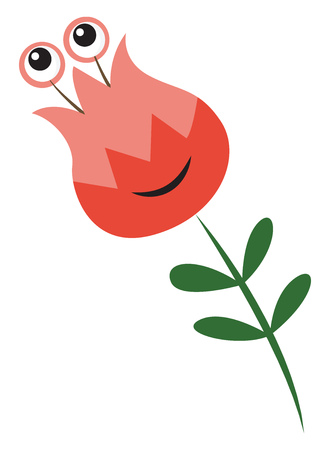 A bunch of red flowers and green leaves placed in a vase vector color drawing or illustrationのイラスト素材