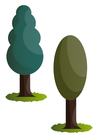 Couple of green trees vector illustration on white backgroundのイラスト素材