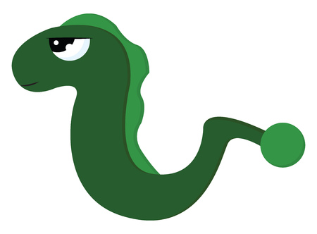 A picture of an angry green colored Eel with a curved tail and light green colored fins on the back and tail vector color drawing or illustration のイラスト素材