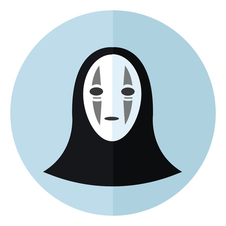 A black monster with a white mask having grey stripes on the mask vector color drawing or illustrationのイラスト素材