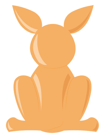 The back view of a cute kangaroo animal with long ears and in sitting position vector color drawing or illustrationのイラスト素材