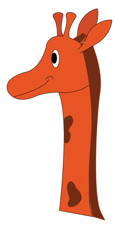 A tall orange giraffe looking up vector color drawing or illustrationのイラスト素材