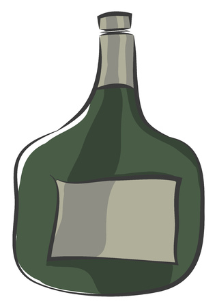 A green bottle having its cap twisted slightly to open vector color drawing or illustrationのイラスト素材