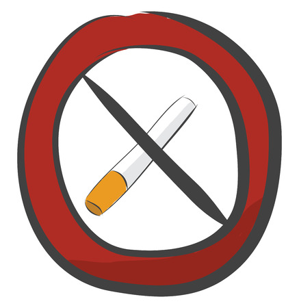 A red color no-smoking sign placed in a public spot vector color drawing or illustrationのイラスト素材