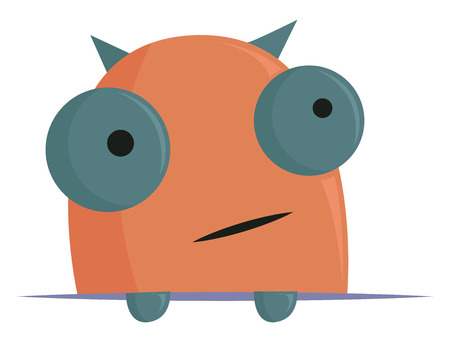 A surprised monster with grey eyes ears and hands vector color drawing or illustrationのイラスト素材