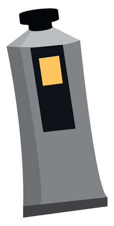 Cartoon oil color in a grey-colored plastic bottle with a black-colored cap and has a yellow-colored switch-like design in one of its sides vector color drawing or illustrationのイラスト素材