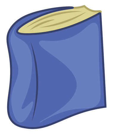 A blue book with yellow pages standing vertically up vector color drawing or illustrationのイラスト素材