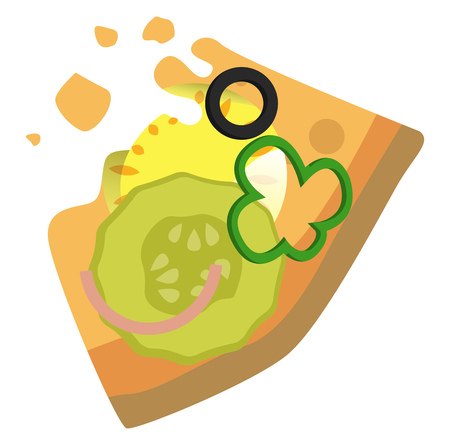 Delicious veggie pizza slice illustration vector on white backgroundのイラスト素材