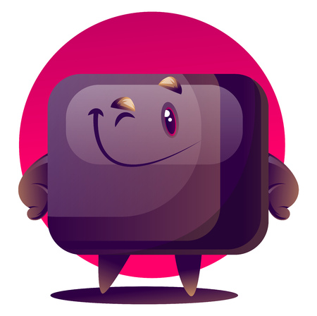 Happy cartoon TV monster vector illustration on white backgroundのイラスト素材
