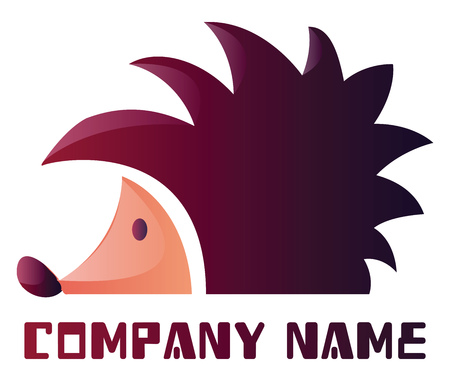 Simple purple hedgehog vector logo design on white backgroundのイラスト素材