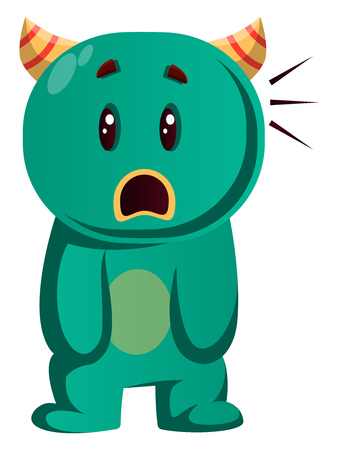 Green monster can't believe what is happening vector illustrationのイラスト素材