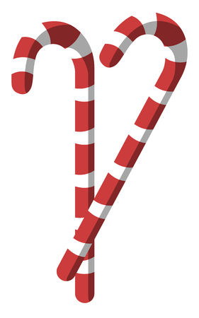Two christmas red and white candy sticks vector illustration on a white backgroundのイラスト素材
