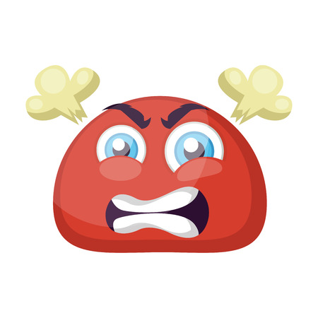 Furious red round emoji face vector illustration on a white backgroundのイラスト素材