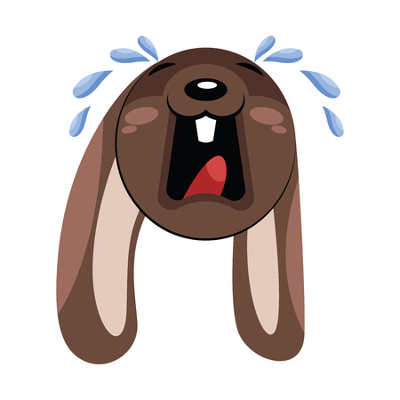 Sad crying brown dog head vector illustration on a white backgroundのイラスト素材