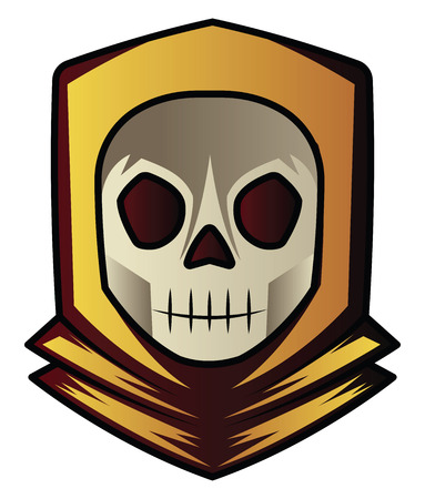 Skull wearing yellow hoody illustration vector on white backgroundのイラスト素材