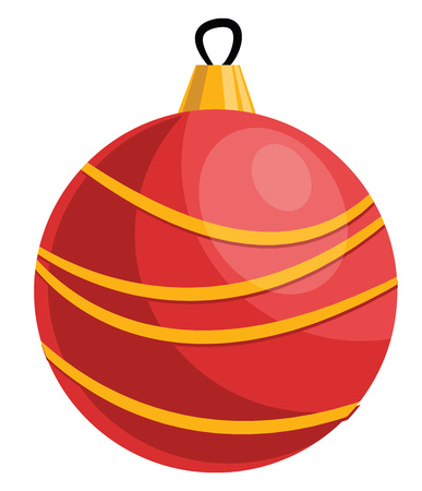 Red and yellow christmas decoration ball vector illustration on a white backgroundのイラスト素材