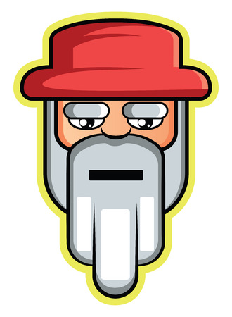 Old man with white beard and hair wearing red hat illustration vector on white backgroundのイラスト素材