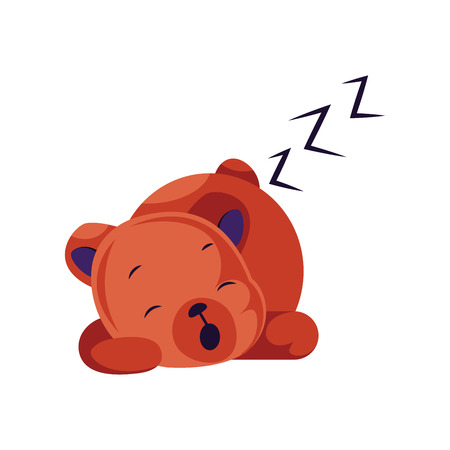 Sleeping red teddy bear vector illustration on a white backgroundのイラスト素材