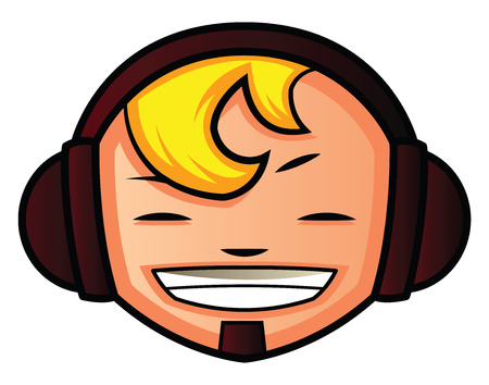 Young boy with headphones illustration vector on white backgroundのイラスト素材
