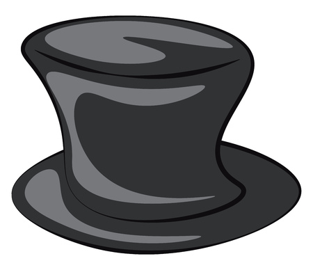 Black magician cartoon hat with which he plays tricks and pulls rabbits out of it vector color drawing or illustrationのイラスト素材