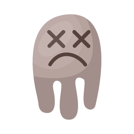 Grey dead ghost emoji vector illustration on a white backgroundのイラスト素材