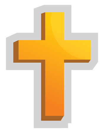 Yellow Christian Cross vector illustration on a white backgroundのイラスト素材