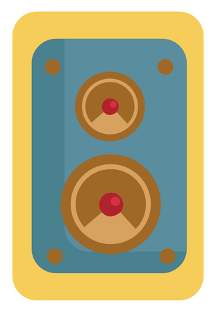 A multi-colored loudspeaker used in public events has two circular shaped buttons of different size encompassed with a yellow rectangular frame vector color drawing or illustrationのイラスト素材