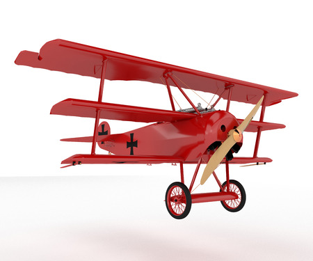 A triplane toy it is a vintage historical fixed-wing aircraft equipped with three vertical stacked wings vector color drawing or illustration の写真素材
