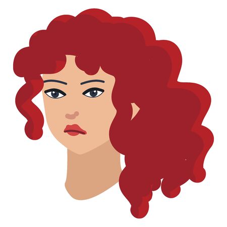 Redhead girl with curly hairのイラスト素材