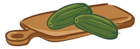 Couple of cucumbers on a chopping board のイラスト素材