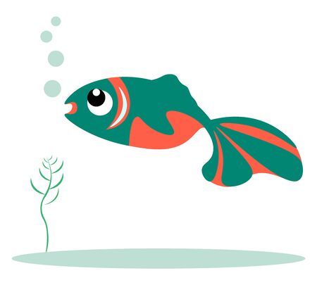 Green and orange colored fish vector illustration のイラスト素材