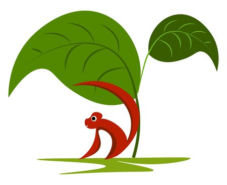 Monkey under the tree illustration vector on white background のイラスト素材