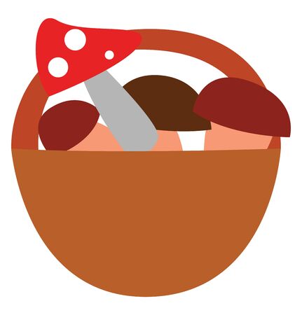 Basket with mushrooms inside illustration vector on white background のイラスト素材