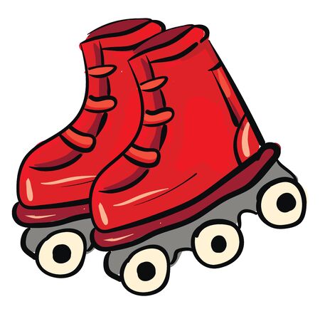 Red roler skates illustration vector on white background のイラスト素材