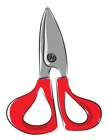 Red scissors illustration vector on white backgroundのイラスト素材