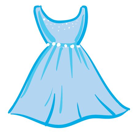 A luxury looking blue color dress with glittering's vector color drawing or illustrationのイラスト素材
