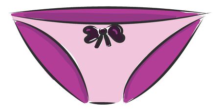 A purple baby panties with a bow toe stitched together vector color drawing or illustrationのイラスト素材
