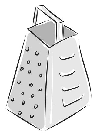 A silver grater to chop vegetables vector color drawing or illustrationのイラスト素材