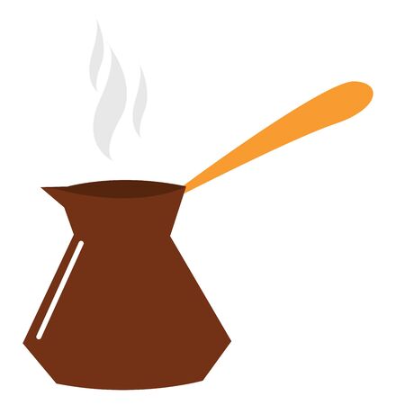 A dark coffee kettle with a long handle vector color drawing or illustrationのイラスト素材